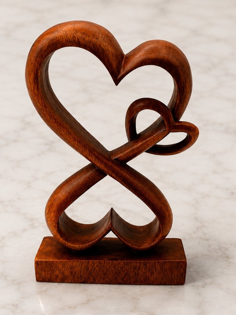 NOVICA "Love Blossoms" Hand-Carved Suar Wood Heart Sculpture Eternal Love - Bali